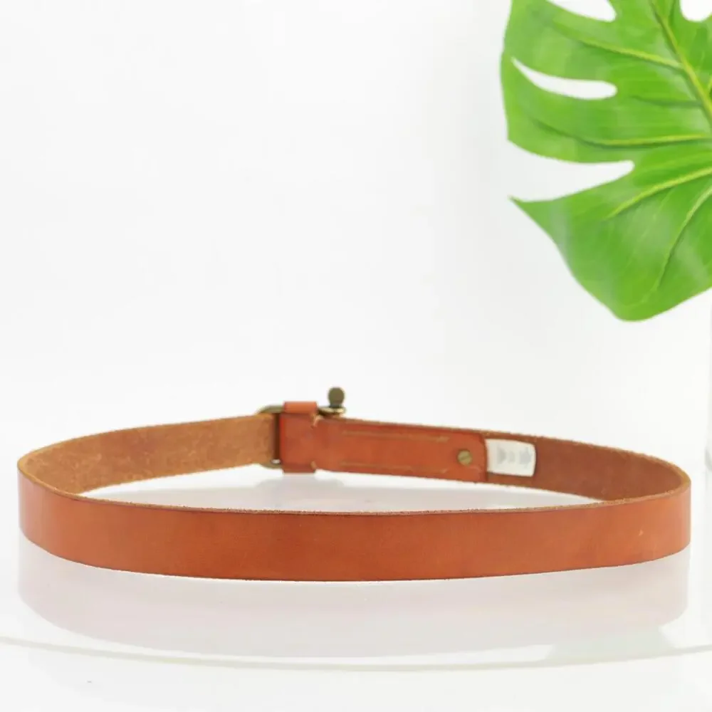 Lands End Womens Belt Size 34 Medium Tan Leather Vintage Snap Prong‎ Buckle Boho